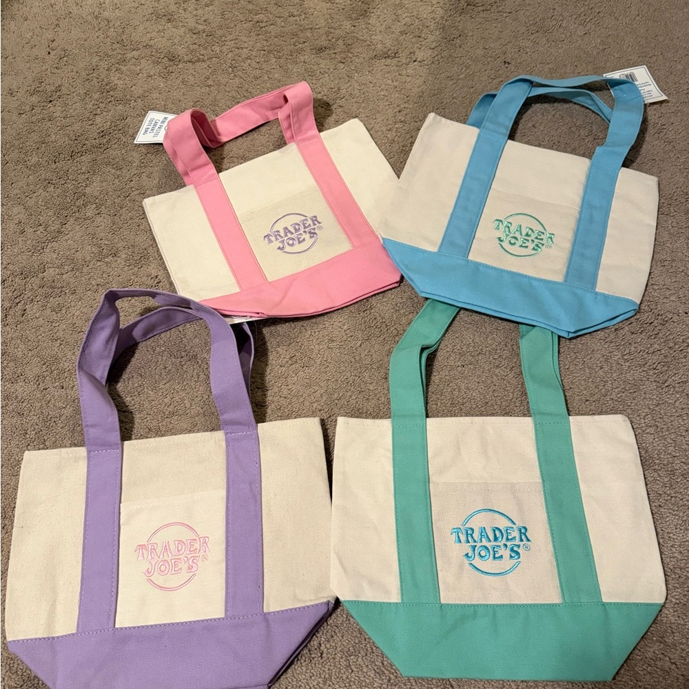 NWT Trader Joe’s pastel mini canvas bags